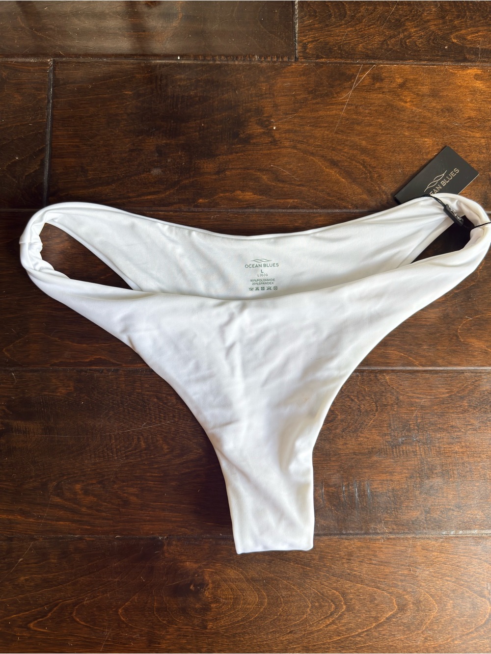 Ocean Blues White High-Cut Brazilian Bikini Bottom